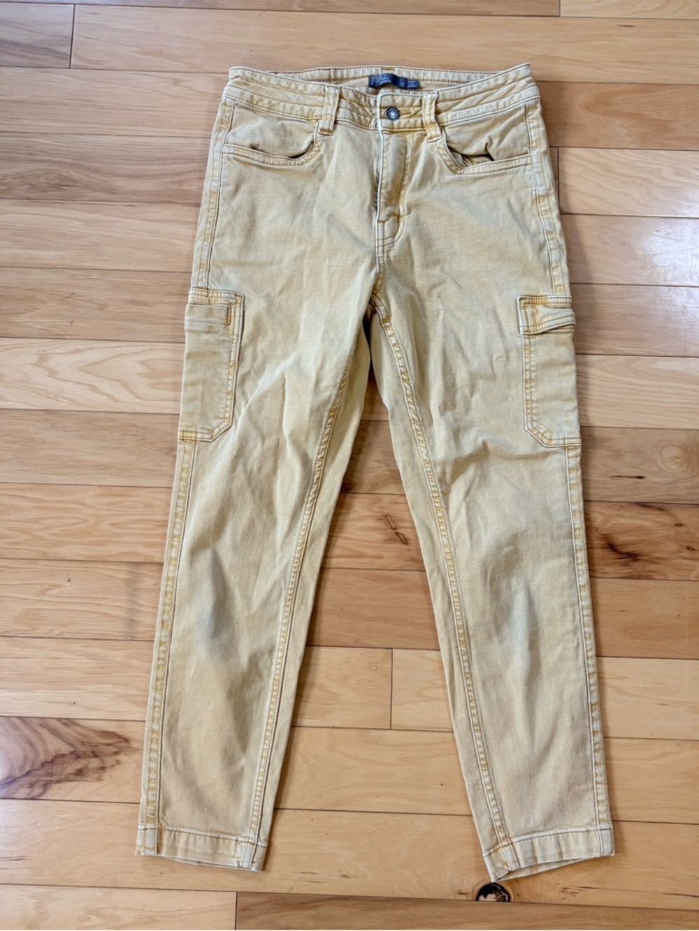 prAna Dollia Ankle Pants Womens Sz 10 Yellow Cargo Mid Rise Stretch Hiking - Picture 5 of 10